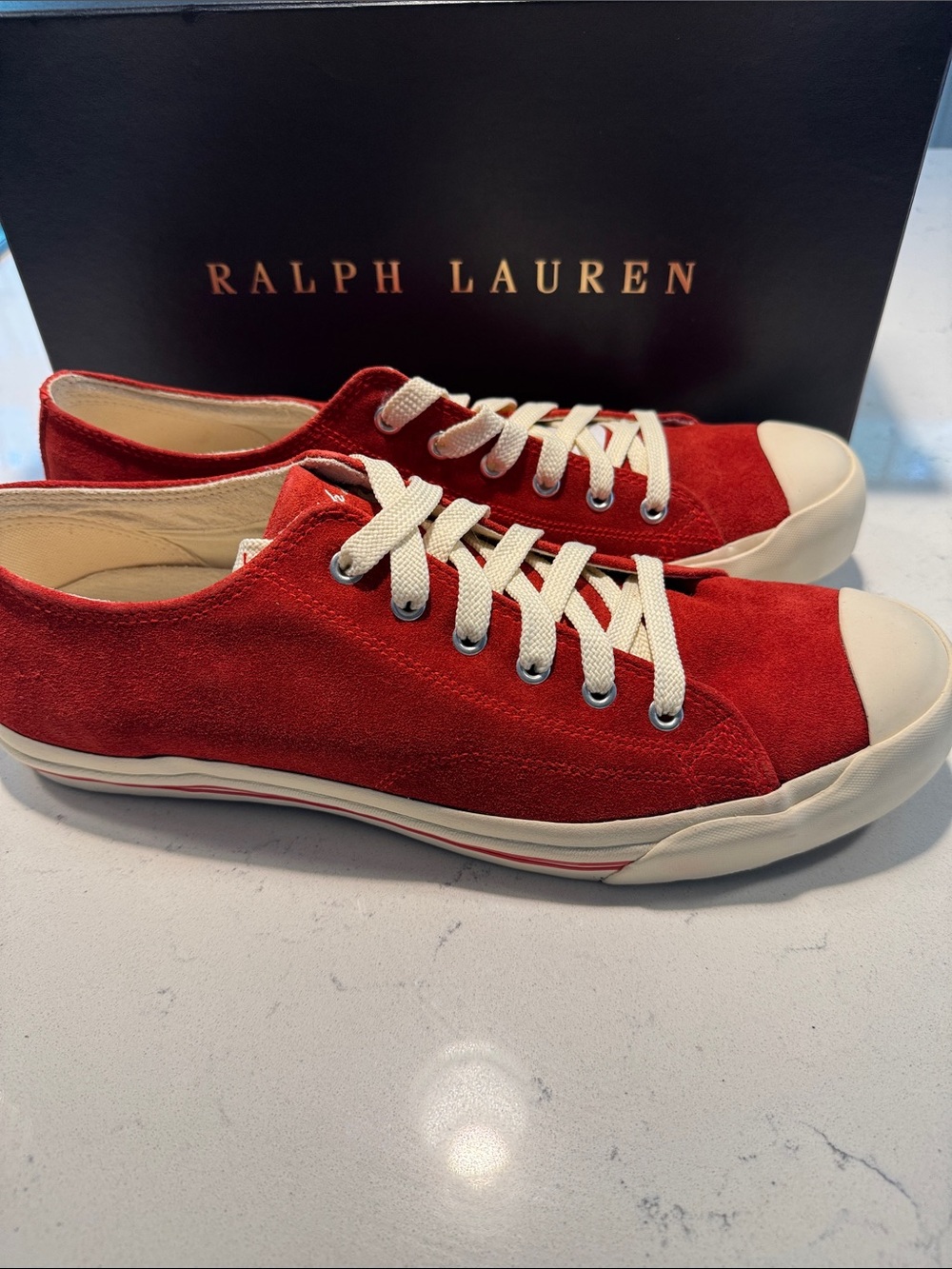 Ralph Lauren Dark Red Kidsuede Sneakers